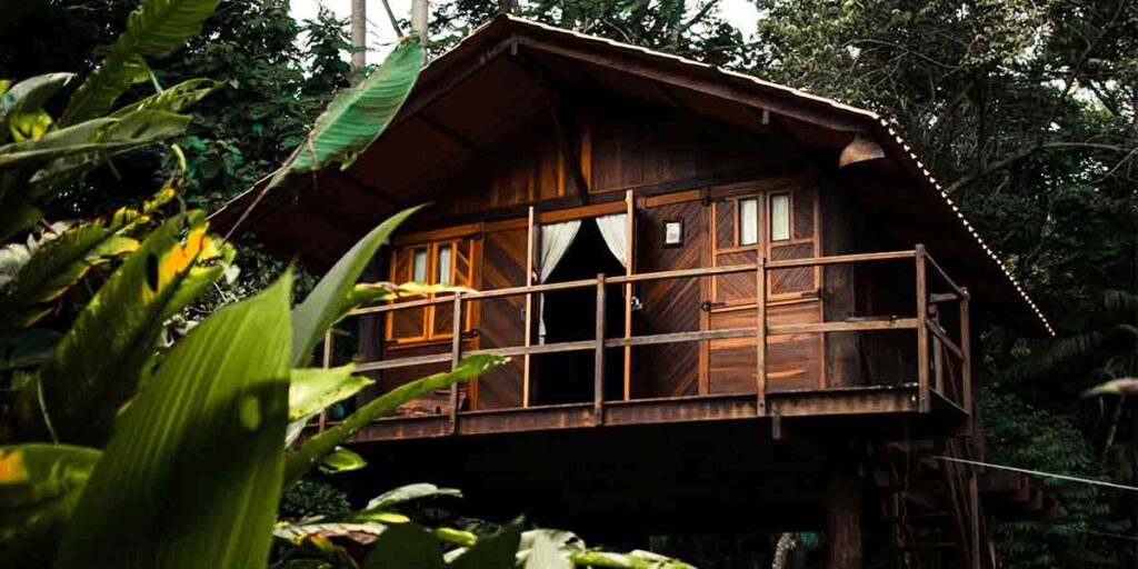 Cabana en los arboles en la naturaleza, Refugio Natura