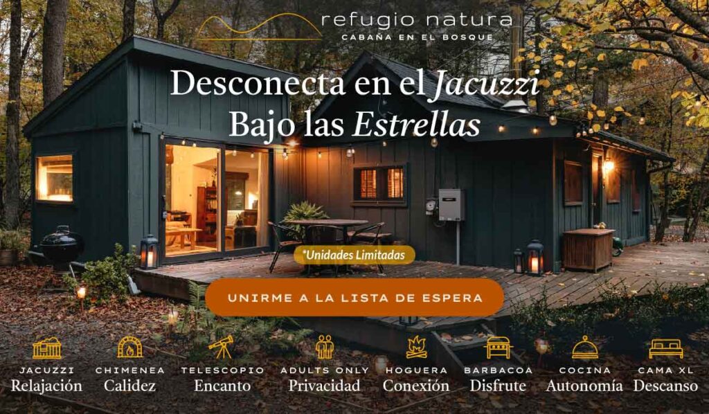 Unas cabañas en el bosque con jacuzzi en un entorno natural impresionante, valoradas como uno de los mejores regalos para parejas