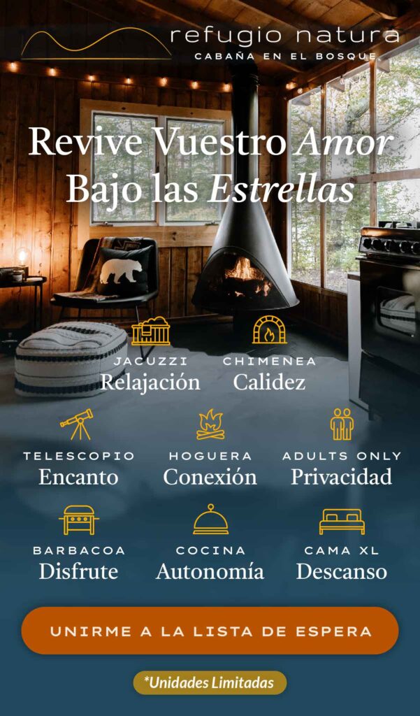 El interior de un acogedor glamping con cabañas en el bosque y jacuzzi ideal como regalos para parejas